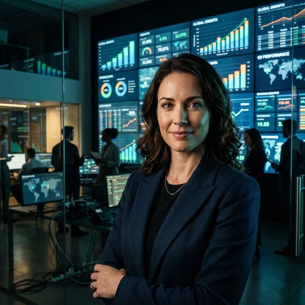 Business leader with data analytics